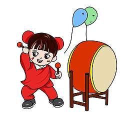 卡通敲鼓PNG下载