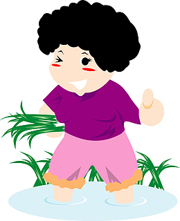 卡通矢量人物插图劳作的农村妇女