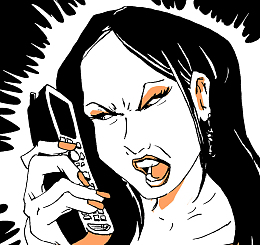 装饰插图愤怒抓狂的女孩打电话