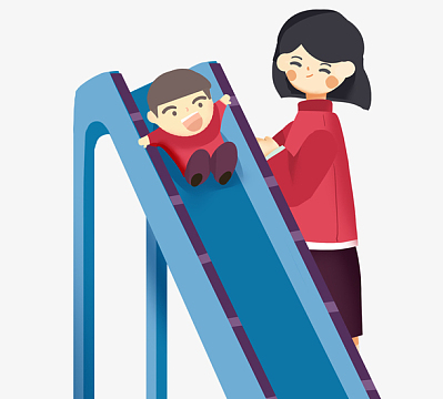 手绘可爱插画母亲节亲子插图