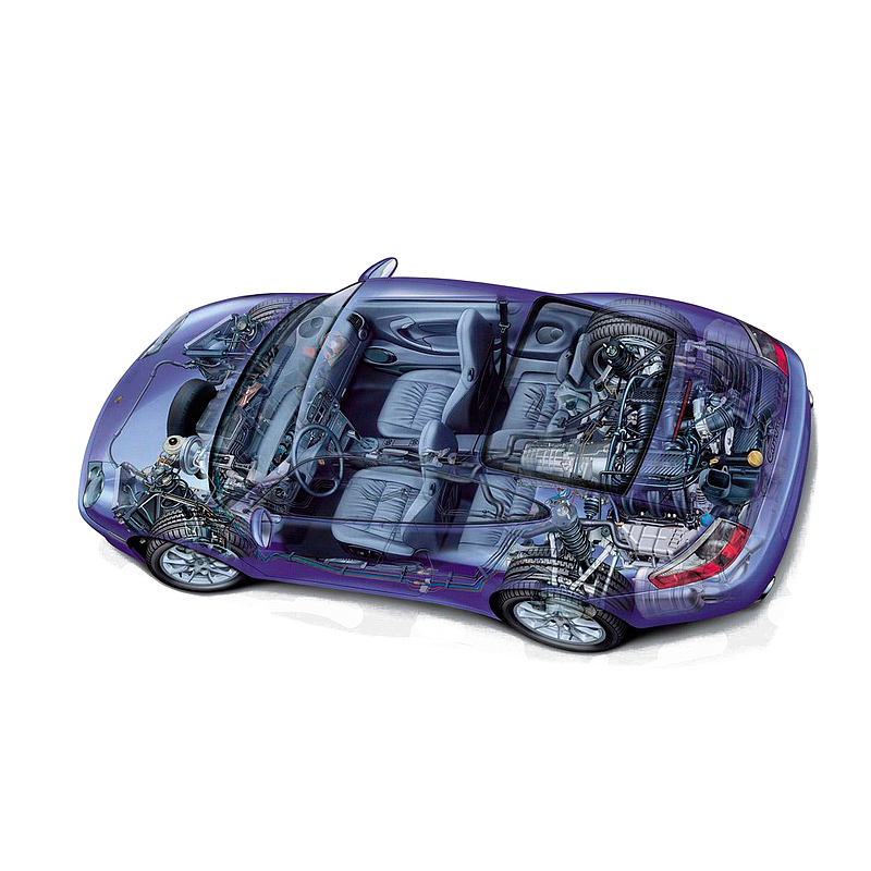深紫色跑车透视图