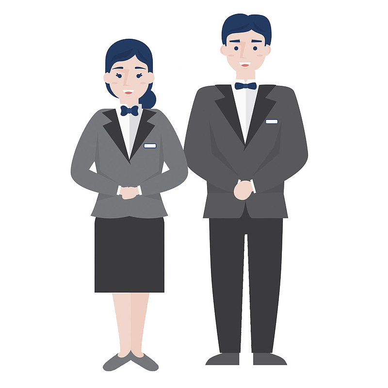 卡通手绘服务员免抠图