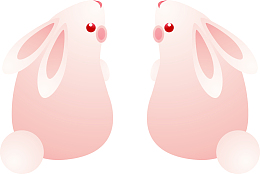 一对粉色兔子插图矢量图