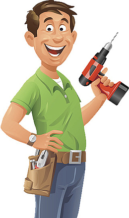可爱人物插图手拿电钻的装修工