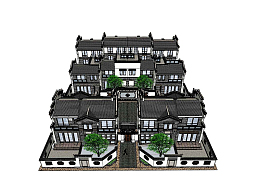 南方黑白灰色调院落形式有绿树S