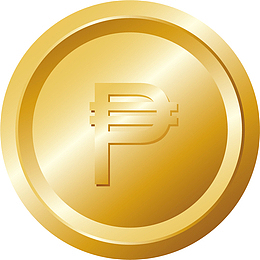 镀金矢量卡通风格比索币