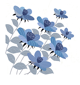 蓝色花卉装饰