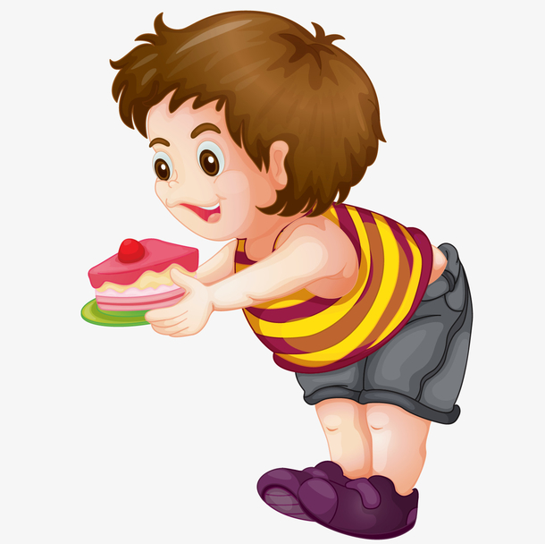 小男孩拿着蛋糕简图