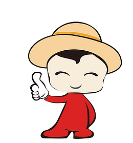 伸大拇指的红色服装小人