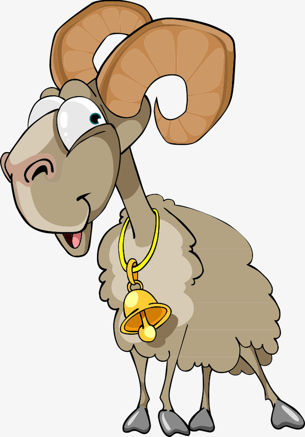 矢量带铃铛的卡通绵羊