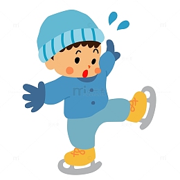 冬天可爱小朋友在滑雪矢量免抠图