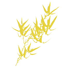 斜着的金色竹子带几片竹叶卡通矢