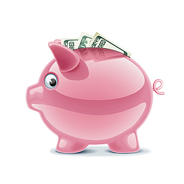 卡通小猪储蓄罐设计矢量图