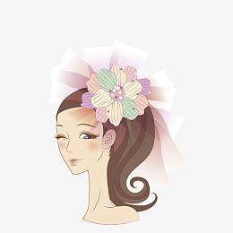 彩绘美女pngpng矢量卡通纹绣花朵美女pngpng矢量卡通彩绘蝴蝶结纹绣