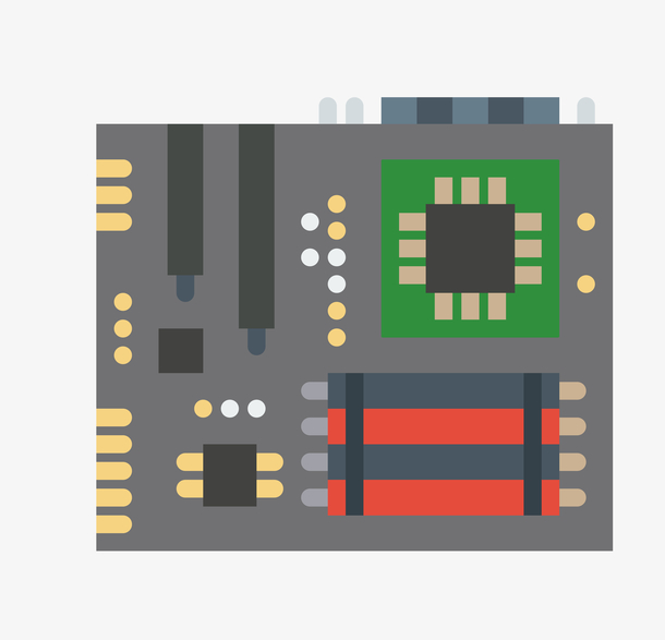 水彩卡通灰色芯片