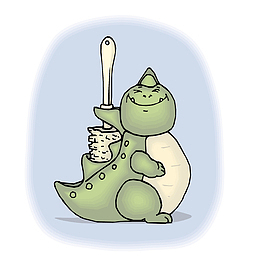 卡通恐龙马桶刷矢量