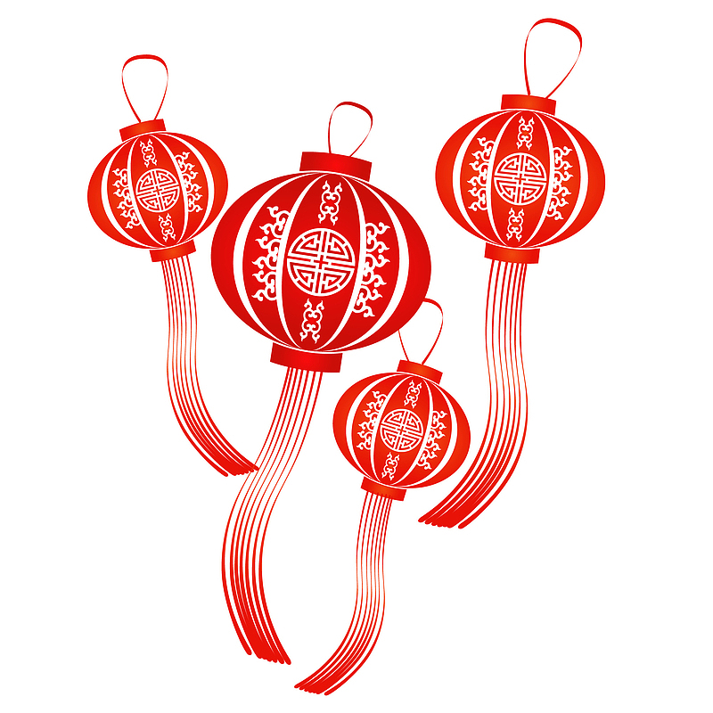 中国风节日灯笼新年红灯笼矢量图