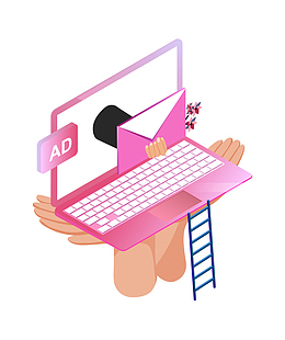 2.5D矢手捧电脑量立体插画
