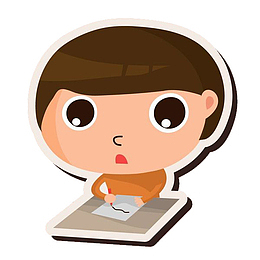 在写字的大眼睛女生PNG下载