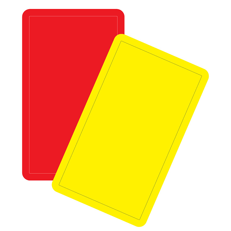 足球运动裁判执法红黄牌矢量素材