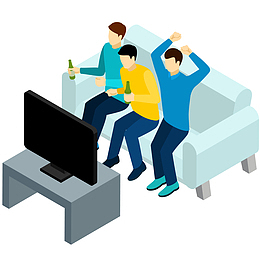 朋友一起看比赛矢量插画