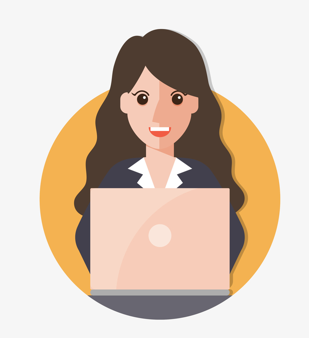 电脑,女孩,装饰画,插画,免抠图,抠图[声明] 觅元素所有素材为用户免费