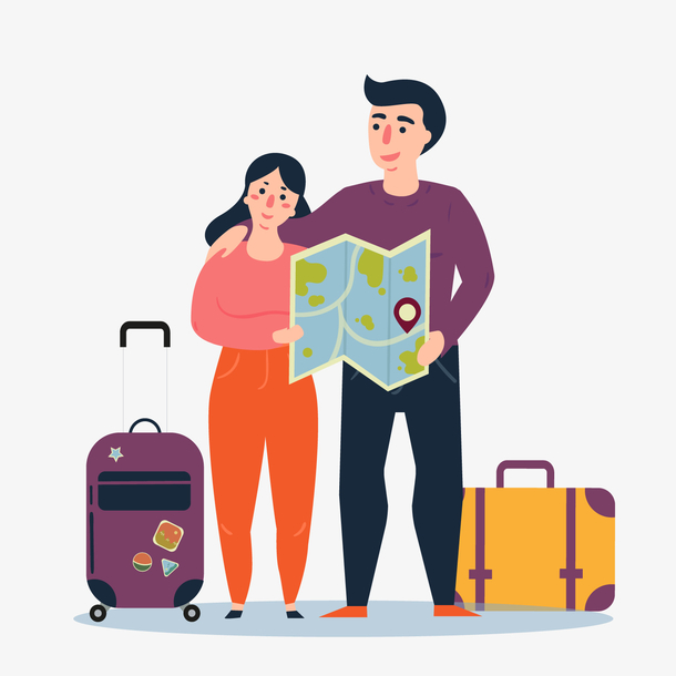 一对拿地图看的情侣免抠素材免费下载_觅元素51yuansu.com
