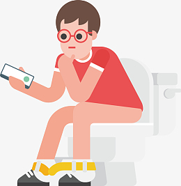 蹲在马桶上看手机的人