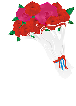 手绘卡通一束玫瑰花