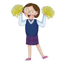 手绘啦啦队的女孩