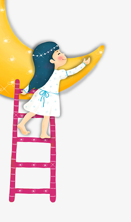 楼摘星星pngpng爬着梯子摘幸运星pngpngpngpng手绘可爱梦幻花仙子摘星