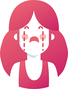 矢量图水彩哭泣的女孩