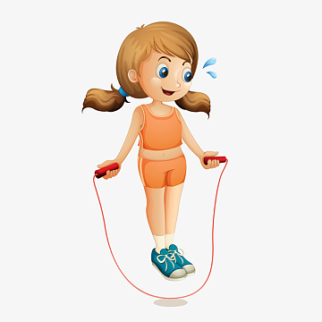 手绘卡通小女孩跳绳