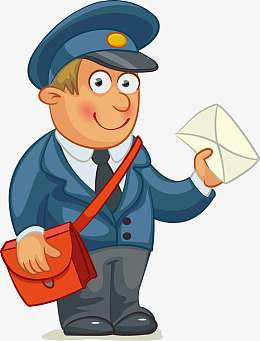矢量图邮差叔叔送信