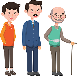 男性青年中年到老年
