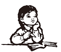 革命学习主题手绘小女孩学习
