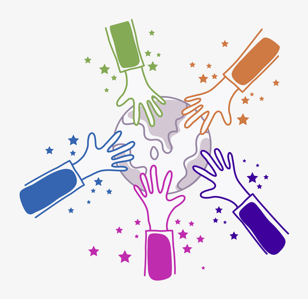 卡通触摸地球的手掌免抠图