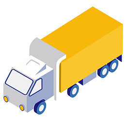 2.5D立体快递送货车矢量免抠图