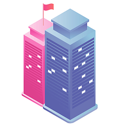 2.5D立体两幢大楼矢量免抠图