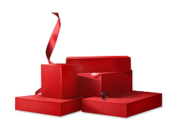 红色卡通立体商品展示平台