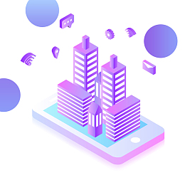 2.5d立体金融数据大楼建筑插画