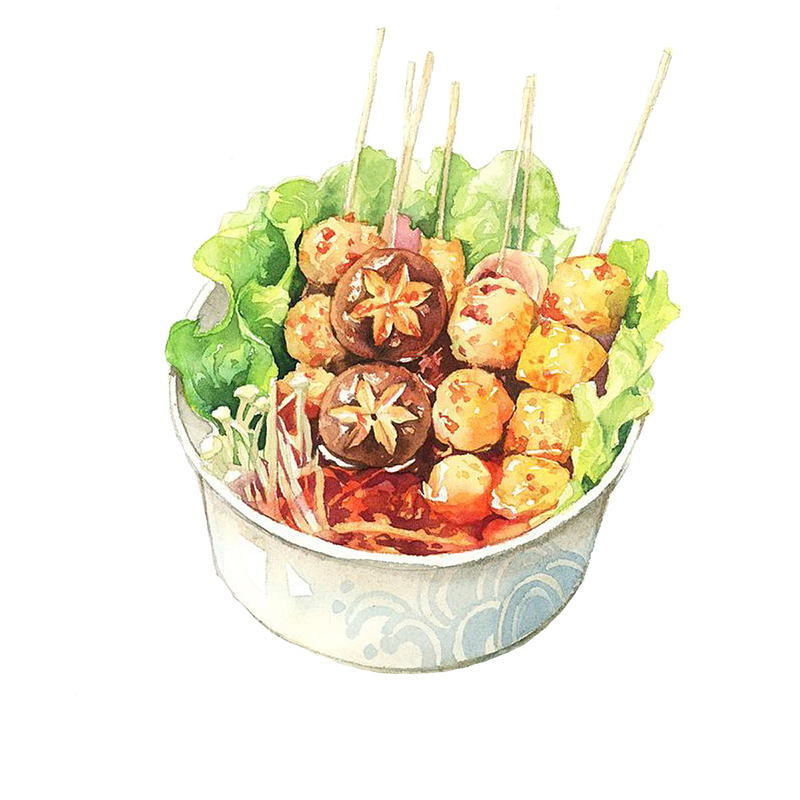 可爱的碗中的串串