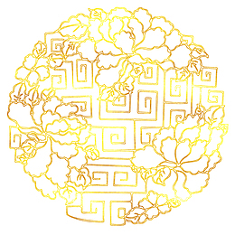 中国风传统花卉烫金花纹免抠图