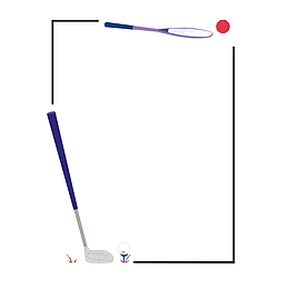 矢量卡通线条运动器材竖边框