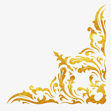 金色欧式角花渐变框免抠图
