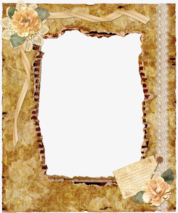 旧纸壳花纹边框免扣素材