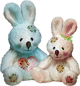 染色的小兔子玩偶