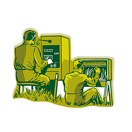 发电报的解放军矢量图