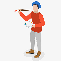 卡通画家人物设计矢量图