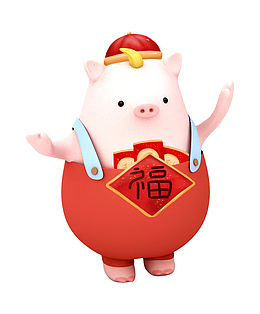 喜庆福气猪C4D设计